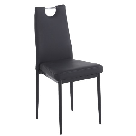 Silla AROSA, apilable, metal, similpiel negra