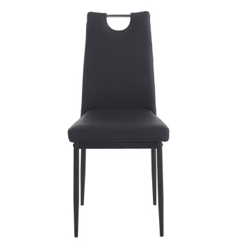 Silla AROSA, apilable, metal, similpiel negra 2