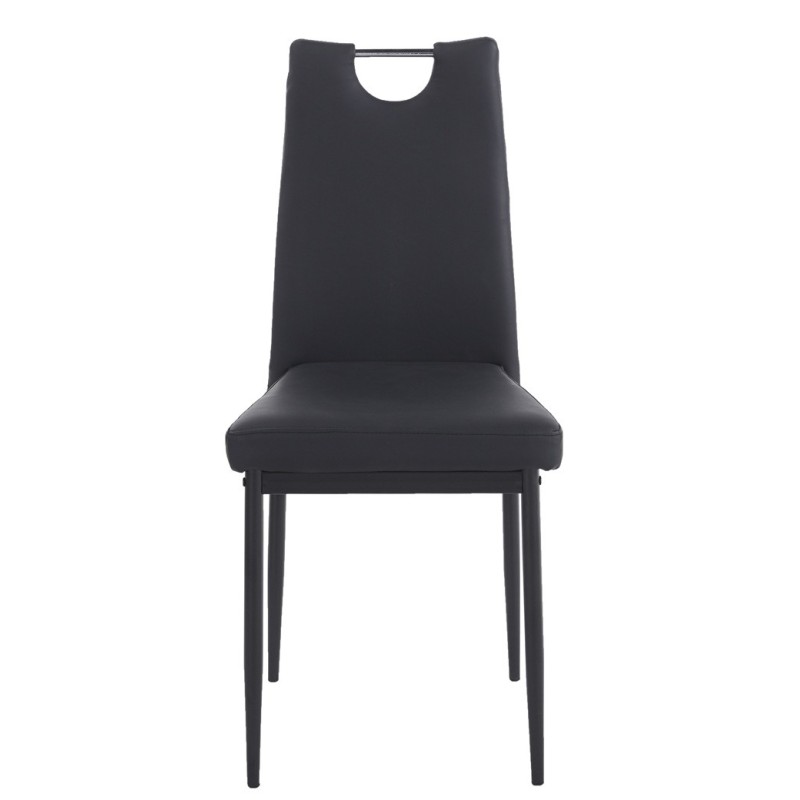 Silla AROSA, apilable, metal, similpiel negra-0