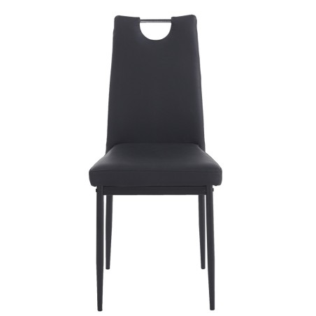 Silla AROSA, apilable, metal, similpiel negra-0