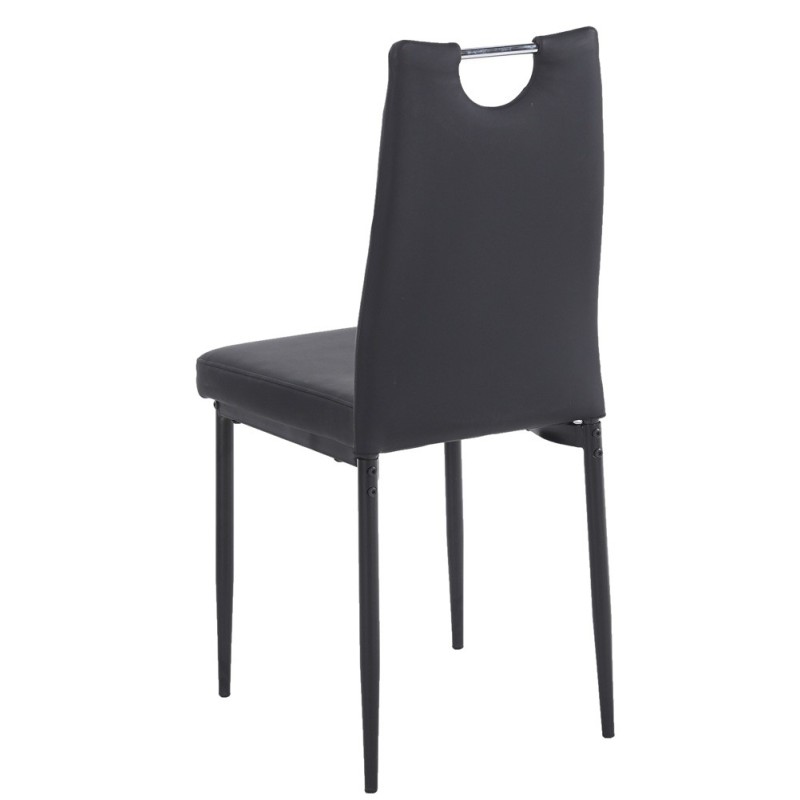 Silla AROSA, apilable, metal, similpiel negra-3