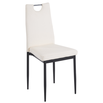 Silla AROSA, apilable, metal, similpiel blanca