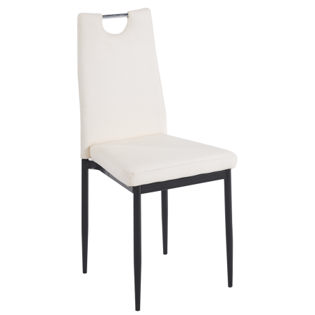 Silla AROSA, apilable, metal, similpiel blanca