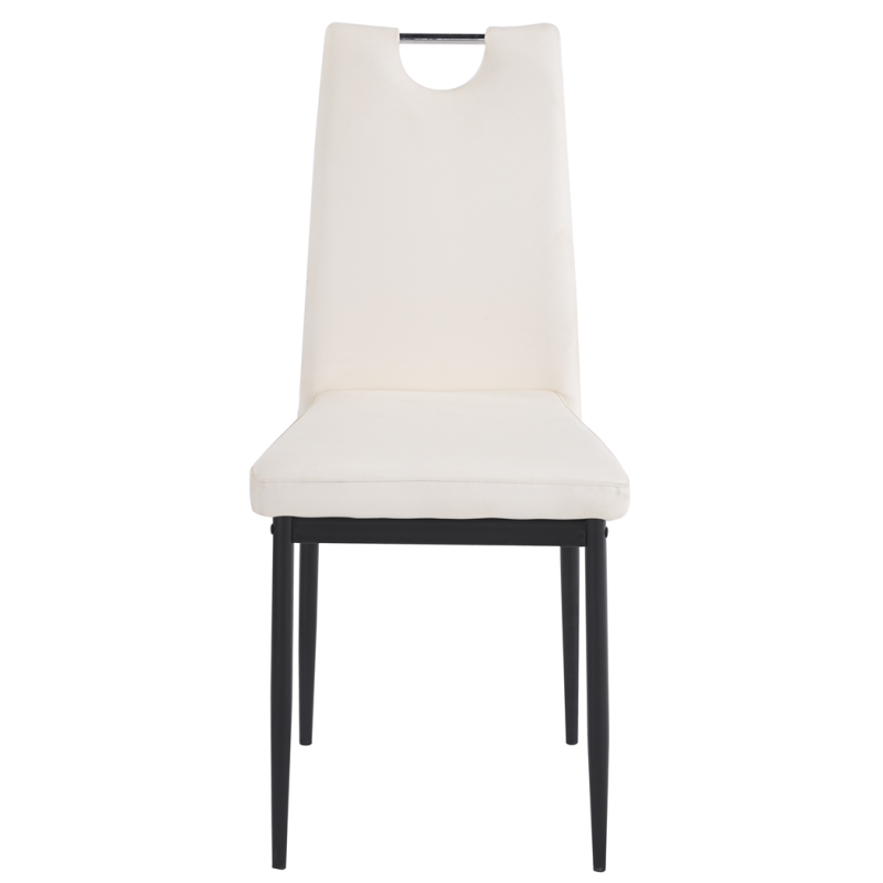 Silla AROSA, apilable, metal, similpiel blanca-0