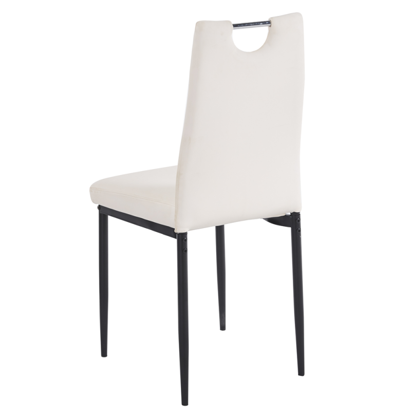 Silla AROSA, apilable, metal, similpiel blanca-3