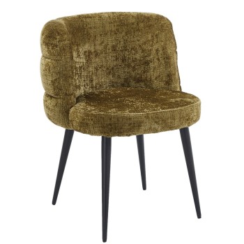Silla BERG, metal, tapizado tejido cremona verde