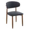 Silla DACHAU, metal acabado de color madera, similpiel negra
