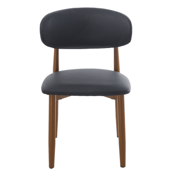 Silla DACHAU, metal acabado de color madera, similpiel negra 2