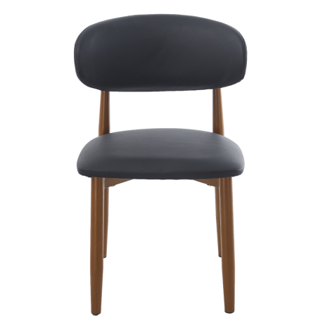 Silla DACHAU, metal acabado de color madera, similpiel negra-0