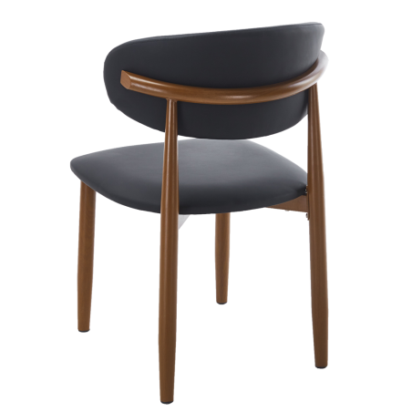 Silla DACHAU, metal acabado de color madera, similpiel negra-2