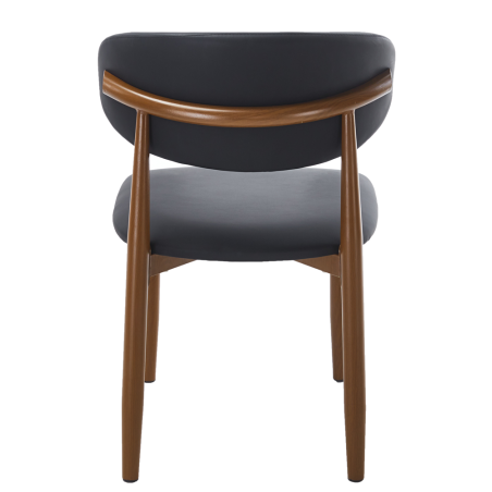 Silla DACHAU, metal acabado de color madera, similpiel negra-3