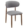 Silla DACHAU, metal acabado de color madera, similpiel gris
