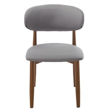 Silla DACHAU, metal acabado de color madera, similpiel gris 2