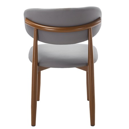 Silla DACHAU, metal acabado de color madera, similpiel gris-2