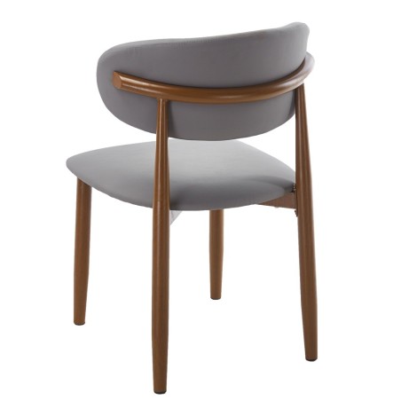 Silla DACHAU, metal acabado de color madera, similpiel gris-3
