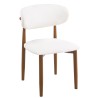 Silla DACHAU, metal acabado de color madera, similpiel blanca