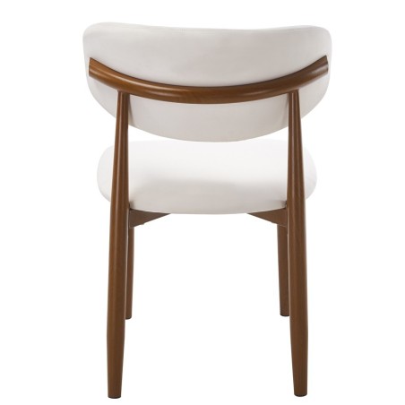 Silla DACHAU, metal acabado de color madera, similpiel blanca-2