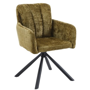 Sillón VADUZ, metal, giratorio, tapizado tejido cremona verde