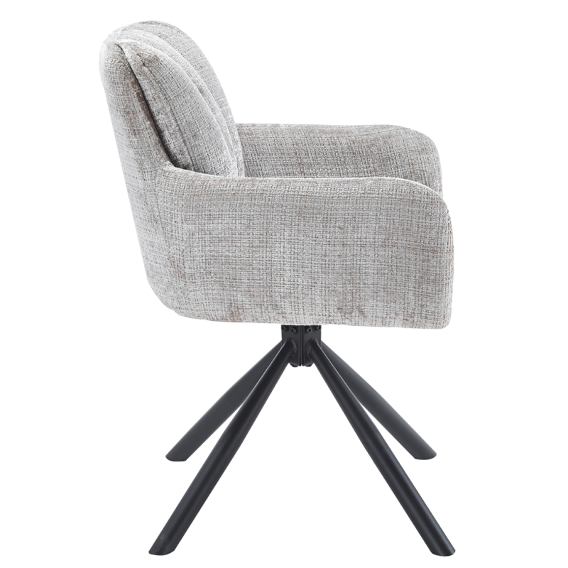 Sillón VADUZ, metal, giratorio, tapizado tejido cremona gris-2