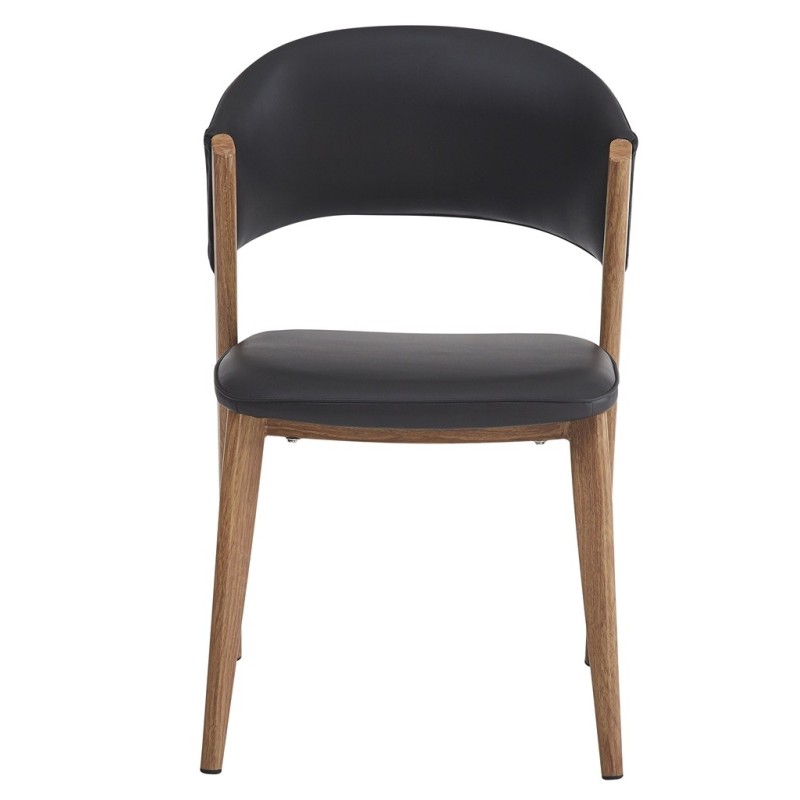 Silla CALABRIA, metal acabado de color madera, similpiel negra-0