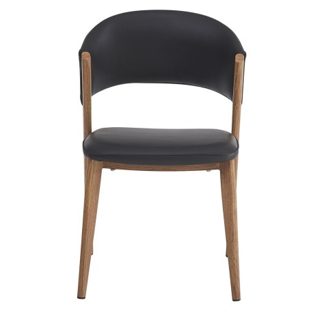Silla CALABRIA, metal acabado de color madera, similpiel negra-0