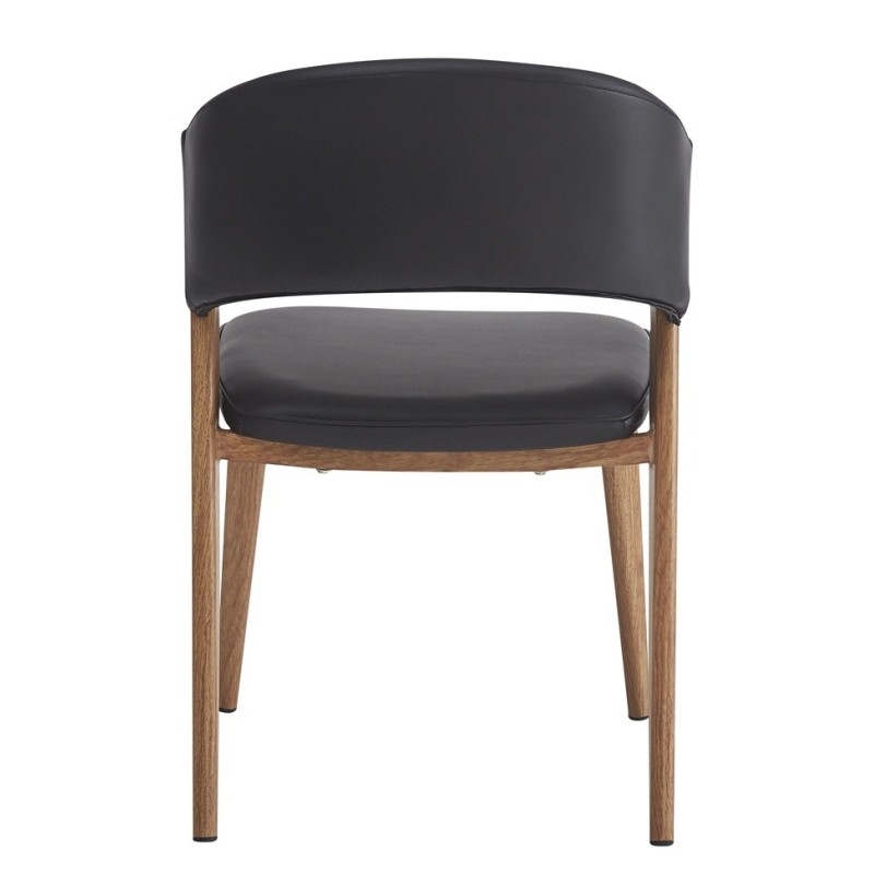 Silla CALABRIA, metal acabado de color madera, similpiel negra-2