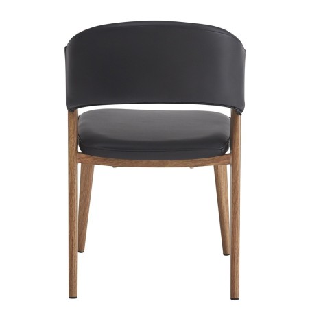 Silla CALABRIA, metal acabado de color madera, similpiel negra-2