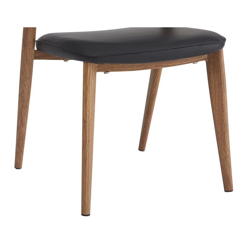 Silla CALABRIA, metal acabado de color madera, similpiel negra-3