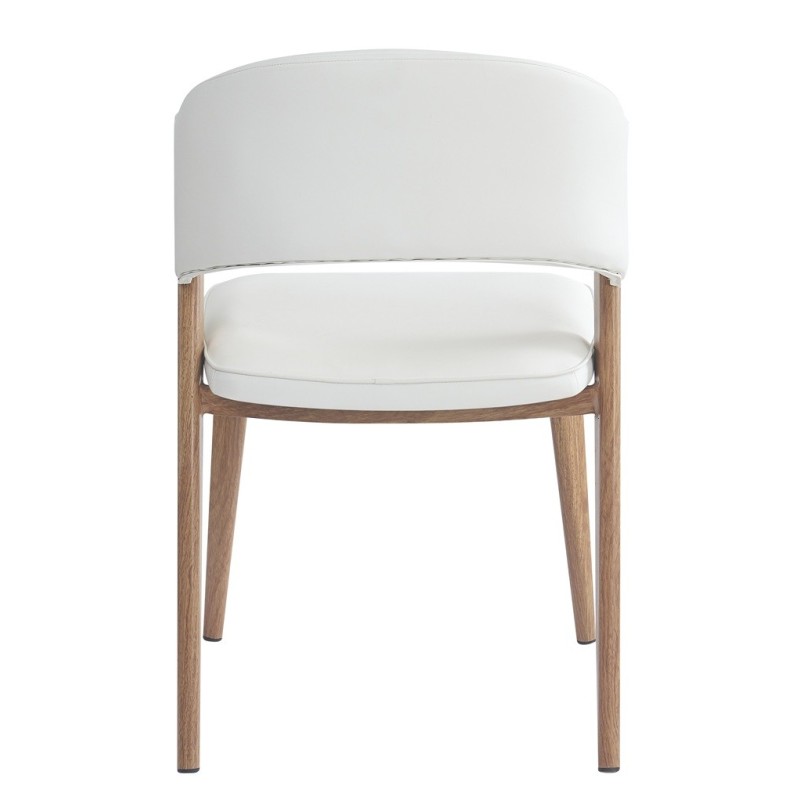 Silla CALABRIA, metal acabado de color madera, similpiel blanca-2
