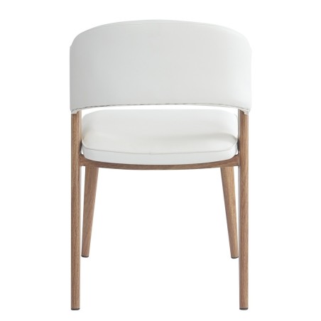 Silla CALABRIA, metal acabado de color madera, similpiel blanca-2