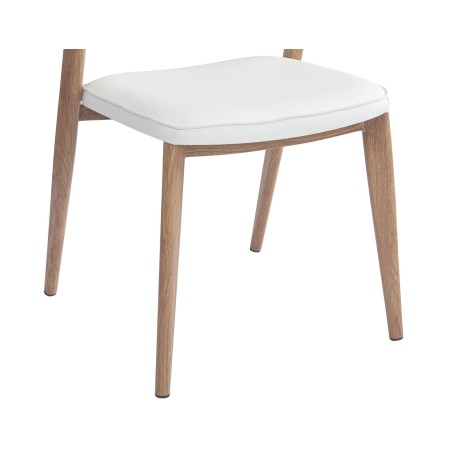 Silla CALABRIA, metal acabado de color madera, similpiel blanca-3