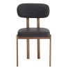 Silla MESINA, metal acabado de color madera, similpiel negra