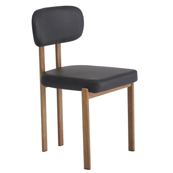 Silla MESINA, metal acabado de color madera, similpiel negra 2
