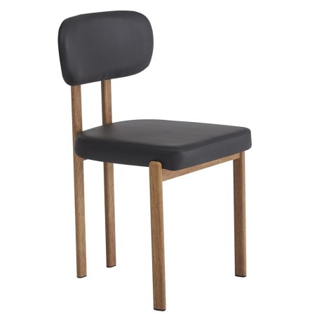 Silla MESINA, metal acabado de color madera, similpiel negra-0