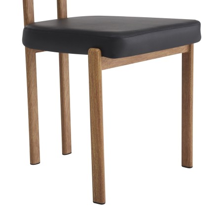 Silla MESINA, metal acabado de color madera, similpiel negra-1