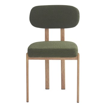 Silla MESINA, metal acabado de color madera, tejido bouclé verde oscuro 23