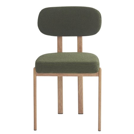 Silla MESINA, metal acabado de color madera, tejido bouclé verde oscuro 23