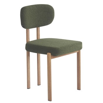 Silla MESINA, metal acabado de color madera, tejido bouclé verde oscuro 23 2
