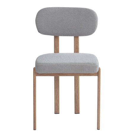 Silla MESINA, metal acabado de color madera, tejido bouclé gris 24