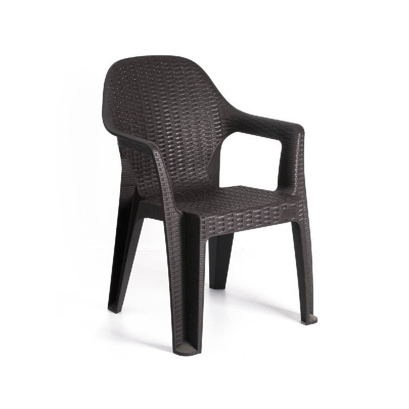 Sillón CIES, apilable, polipropileno marrón chocolate-0