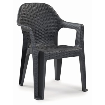 Sillón CIES, apilable, polipropileno antracita
