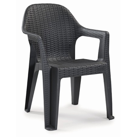 Sillón CIES, apilable, polipropileno antracita