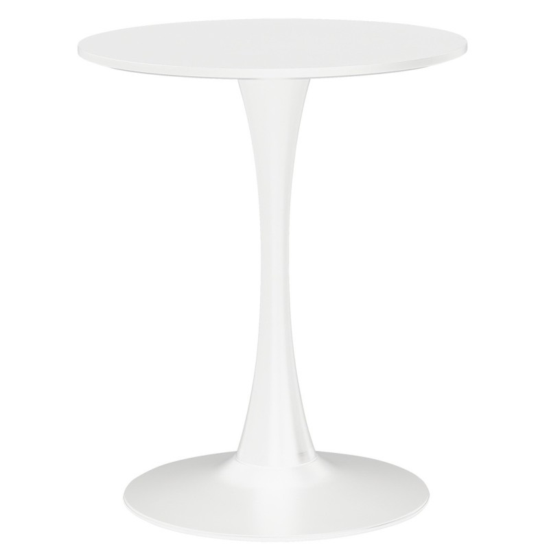 Mesa TUL (SI), base de metal, tapa lacada blanca, 60 cms de diámetro