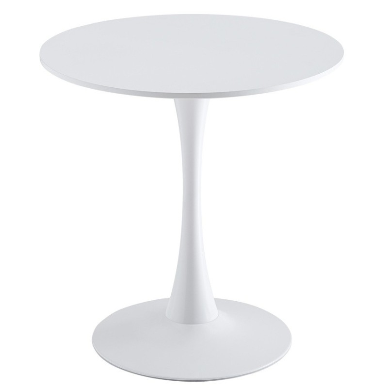 Mesa TUL (SI), base de metal, tapa lacada blanca, 70 cms de diámetro