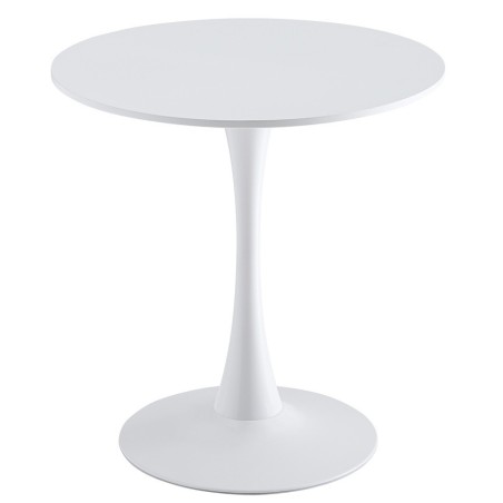 Mesa TUL (SI), base de metal, tapa lacada blanca, 70 cms de diámetro