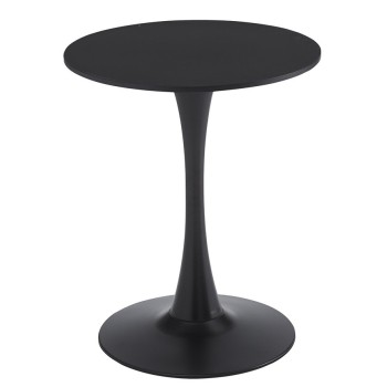 Mesa TUL (SI), base de metal, tapa lacada negra, 60 cms de diámetro