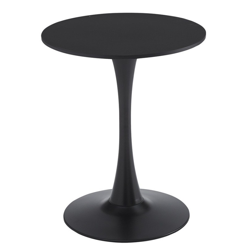 Mesa TUL (SI), base de metal, tapa lacada negra, 60 cms de diámetro