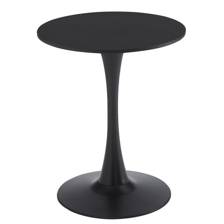 Mesa TUL (SI), base de metal, tapa lacada negra, 60 cms de diámetro