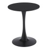 Mesa TUL (SI), base de metal, tapa lacada negra, 60 cms de diámetro