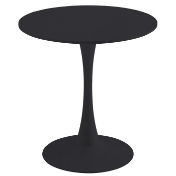 Mesa TUL (SI), base de metal, tapa lacada negra, 70 cms de diámetro